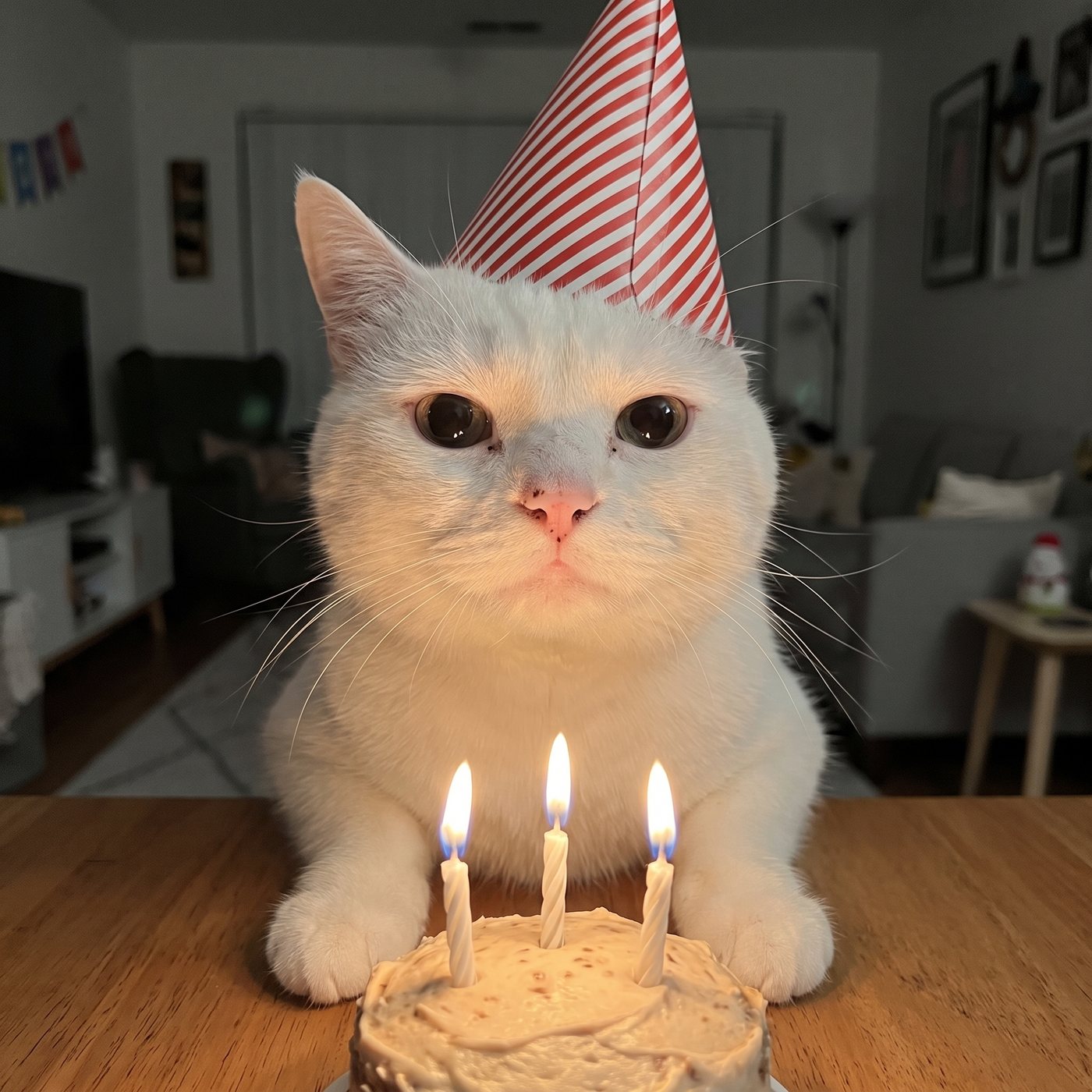 vibecat alone with a birthday cake